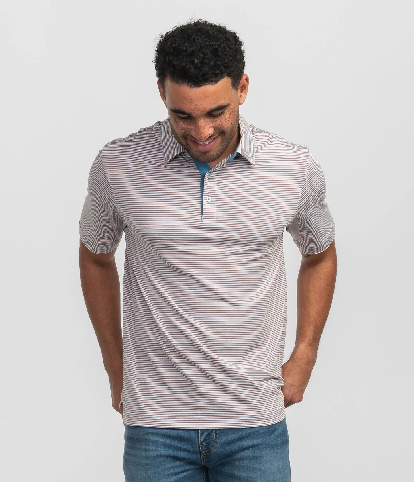 SSCO Scoreboard Stripe Polo - Smoke Blue