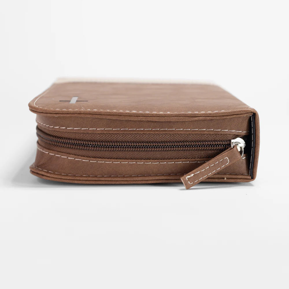 Brown/Cream Bible Cover - With God all things are possible Matthew 19:26