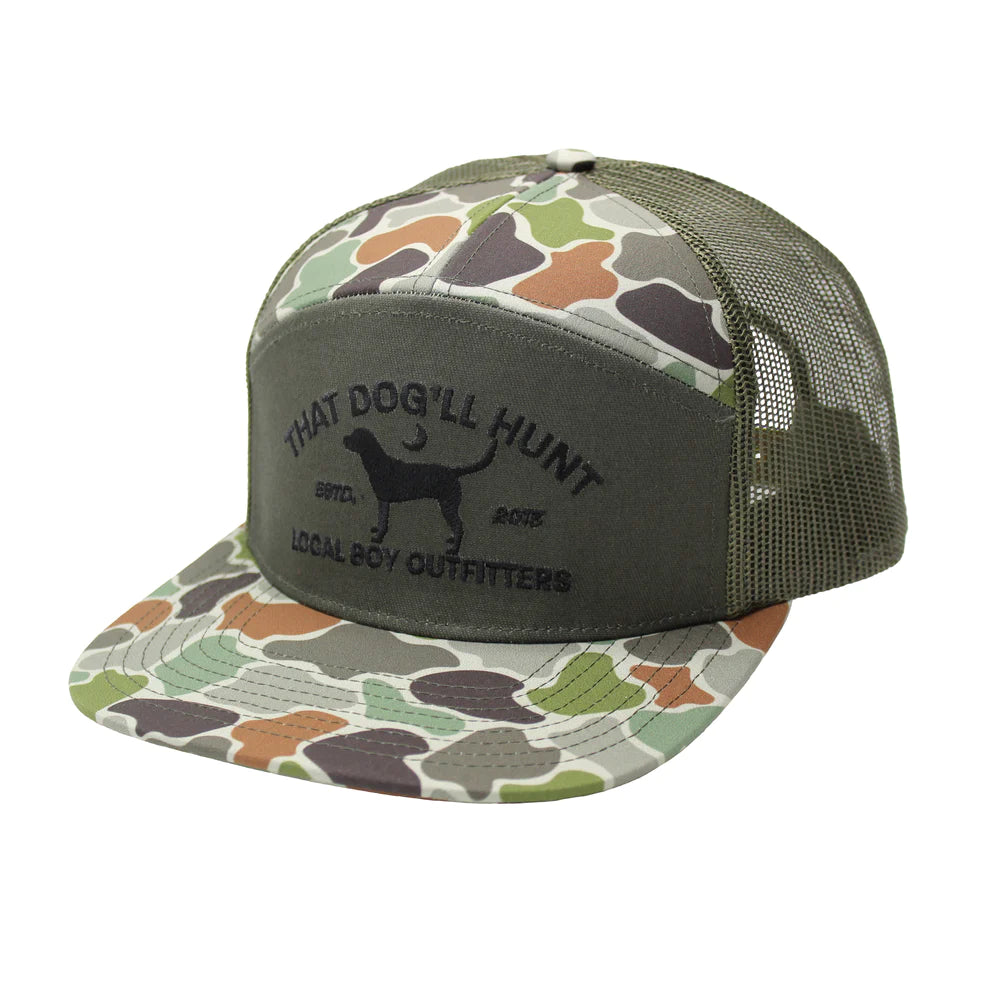 Local Boy 7 Panel That Dog'll Hunt Hat - Forest Camo/Loden