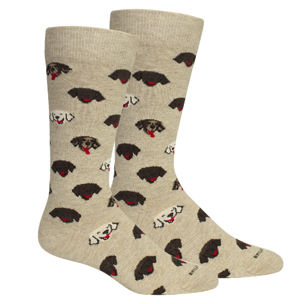 Brown Dog Socks - Happy Dog Khaki