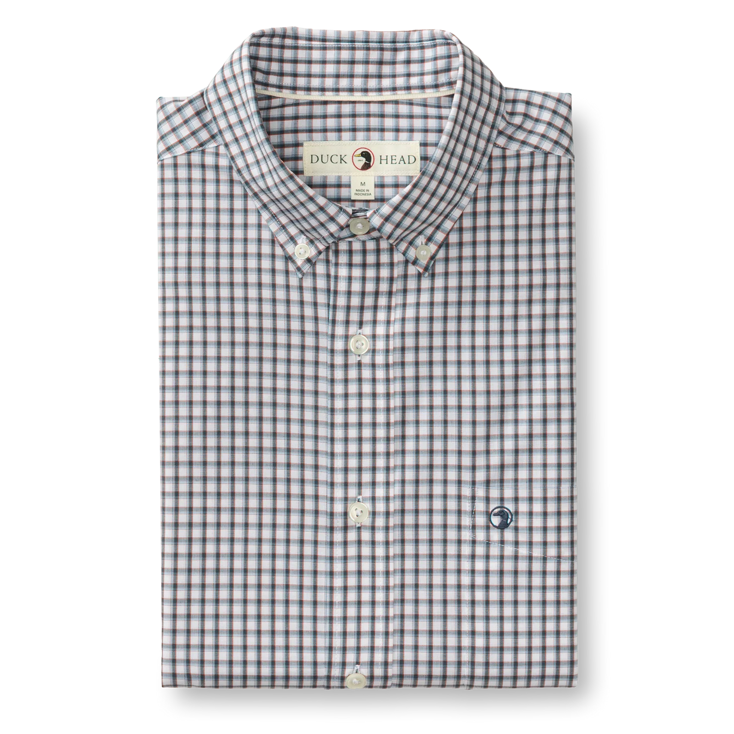Duck Head Performance Poplin Sport Shirt Bryant Plaid Orion Blue