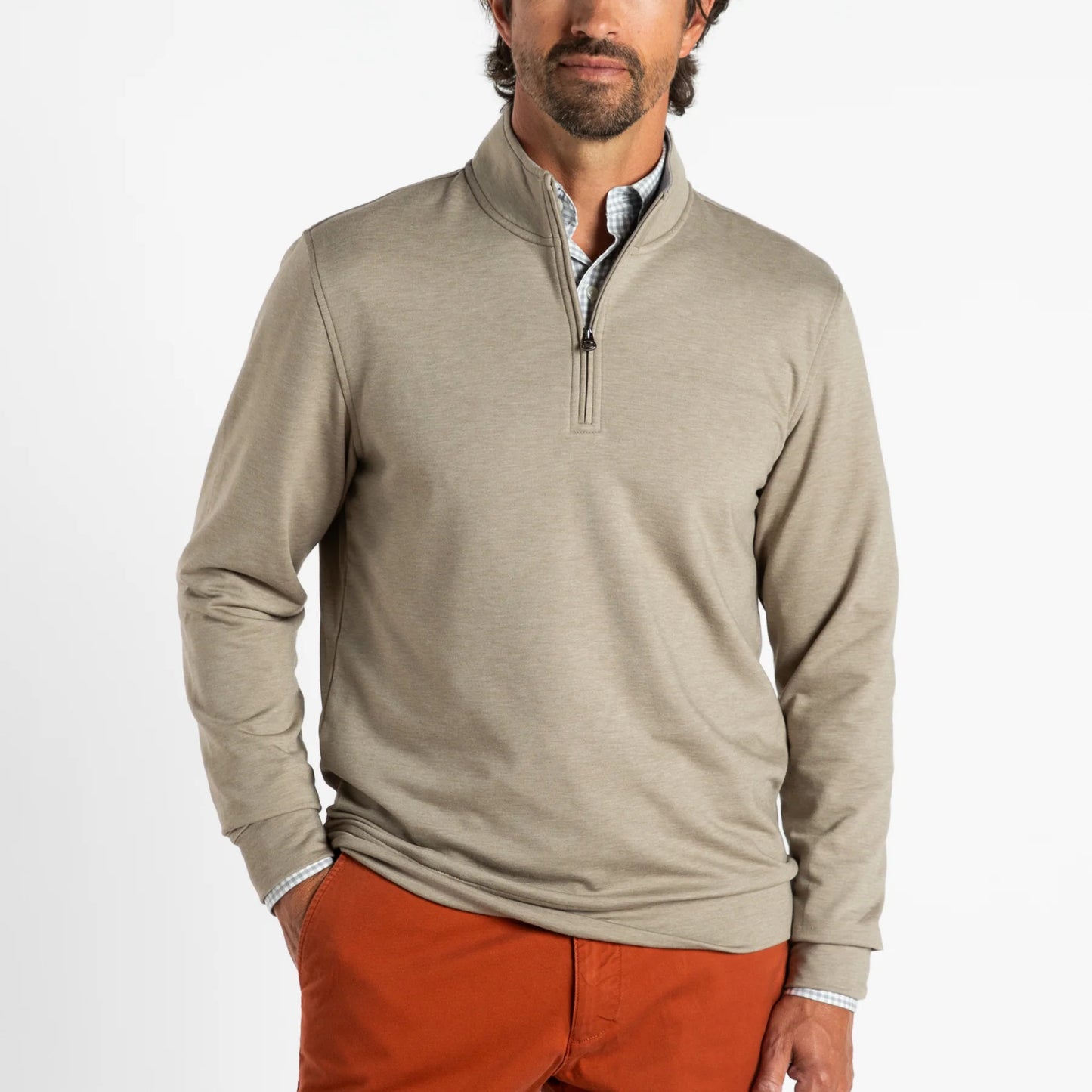 Duck Head Dunmore 1/4 Zip Pullover- Walnut Heather