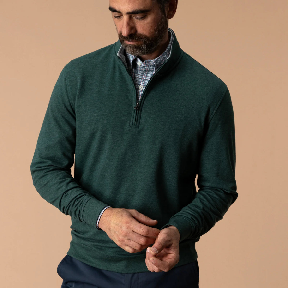 Duck Head Dunmore Performance 1/4 Zip Pullover - Pine Grove Heather