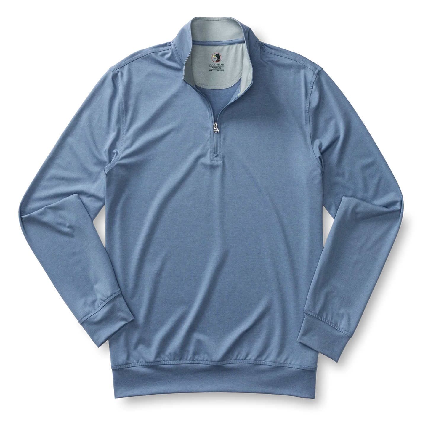 Duck Head Long Drive Performance 1/4 Zip Pullover - Chambray Blue Heather