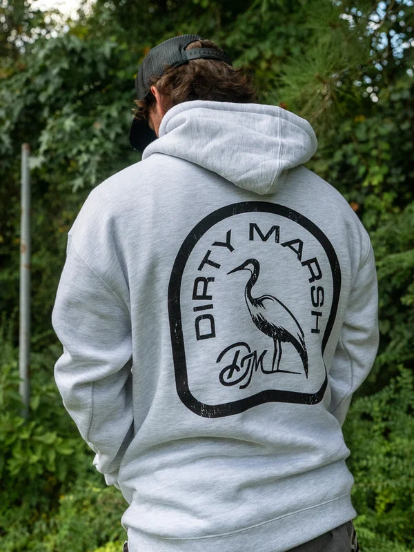 Dirty Marsh Backshore Logo Hoodie | Ash Heather