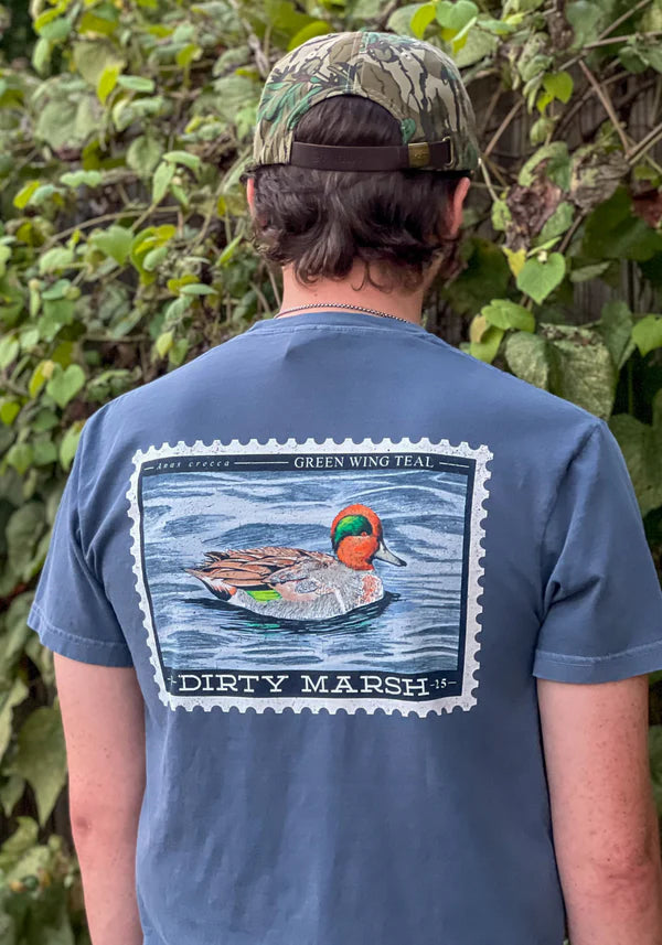 Dirty Marsh Green Wing Stamp | Denim