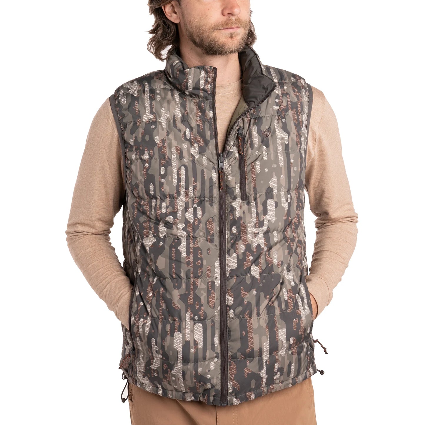 Duck Camp Dry Down Reversible Vest- Raven/ Woodland