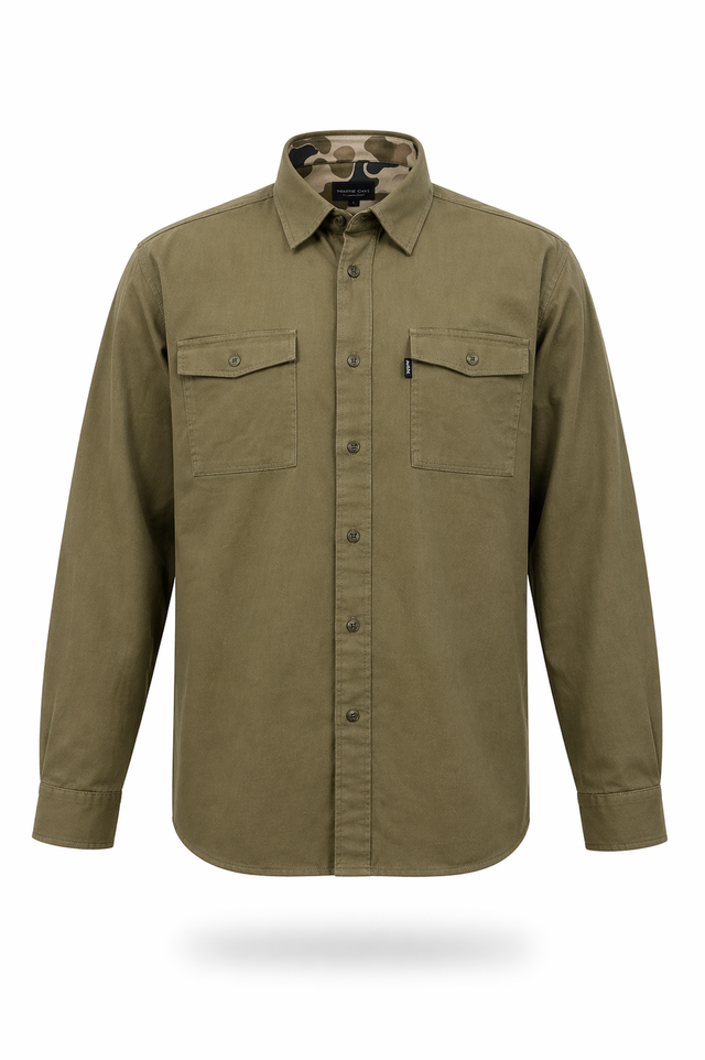 Prairie Oaks Bottoms Button Down - Traditions Camo/Olive
