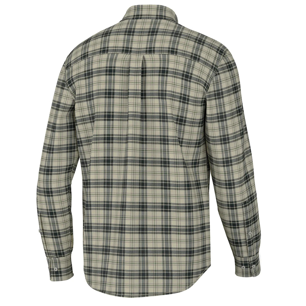 Local Boy Hutto Stretch Flannel- Khaki/Forest/Grey