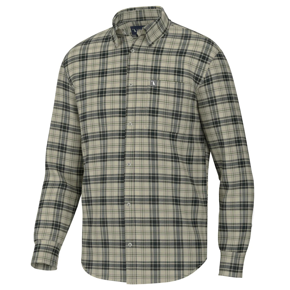 Local Boy Hutto Stretch Flannel- Khaki/Forest/Grey