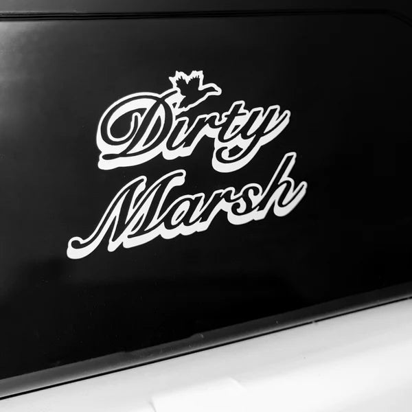 Dirty Marsh Outfitters Classic Back Glass Decal | White 6"