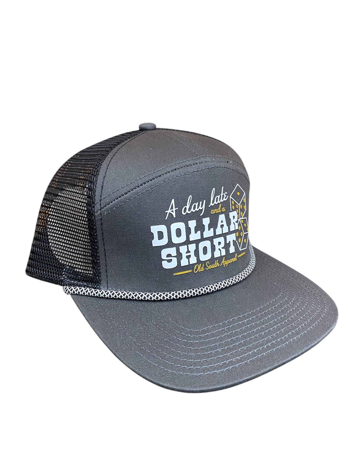 Old South Day Late, Dollar Short Trucker Hat - Charcoal/Black