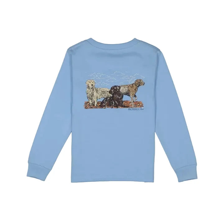Properly Tied Boys Hunting Dogs LS - Light Blue