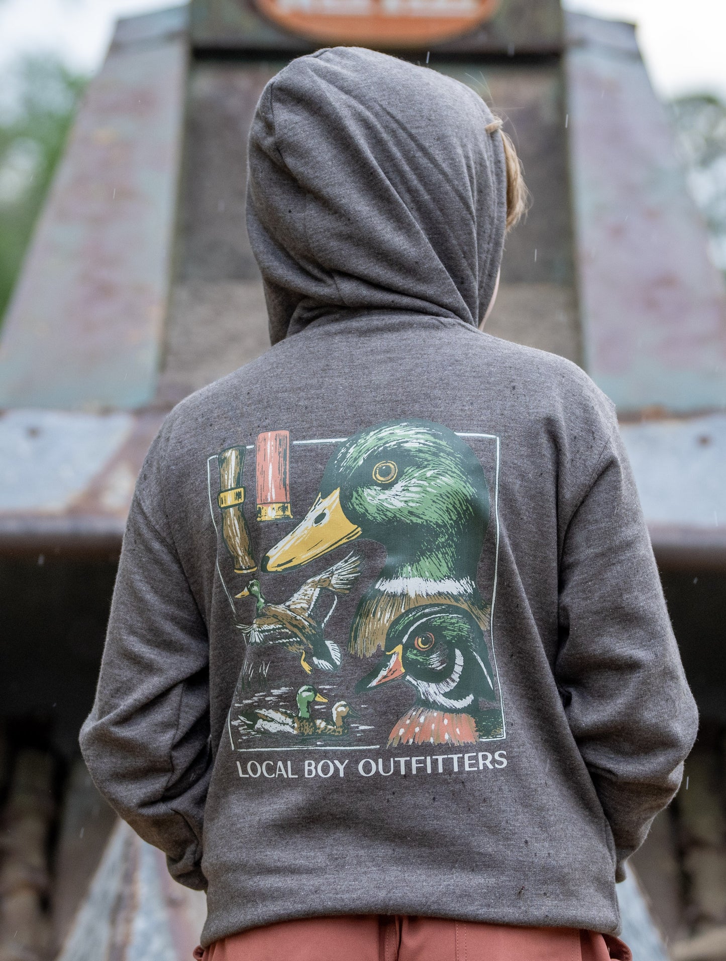 Local Boy Youth Duck Species Hoodie - Charcoal