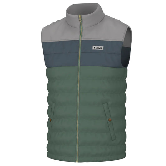 Local Boy Tri-Color Puffer Vest- Grey/Slate/Olive