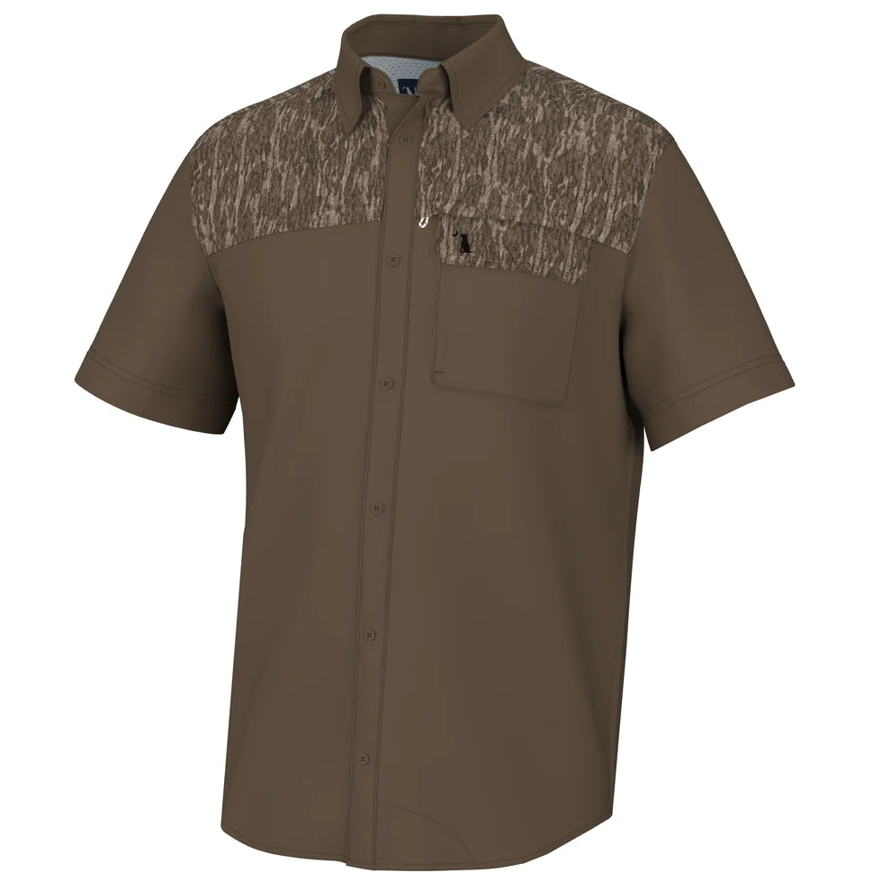 Local Boy Two Tone Seadation Angler SS Shirt- Mossy Oak Bottland/Dark Khaki