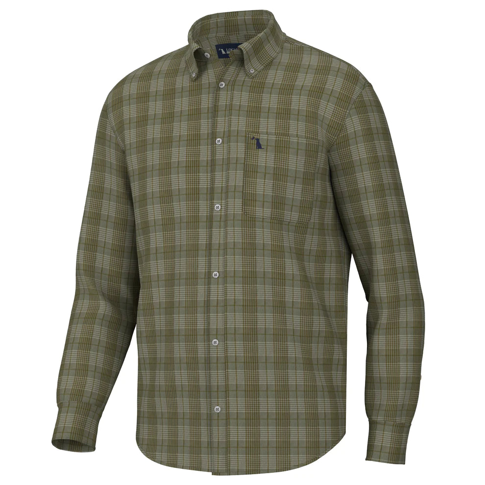 Local Boy Strickland Dress Shirt- Gunmetal/Olive/Cream