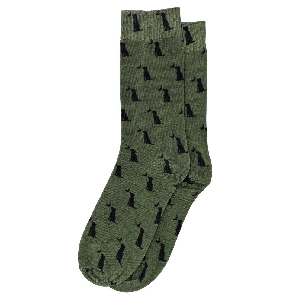 Local Boy Dress Socks - Olive Dog & Moon