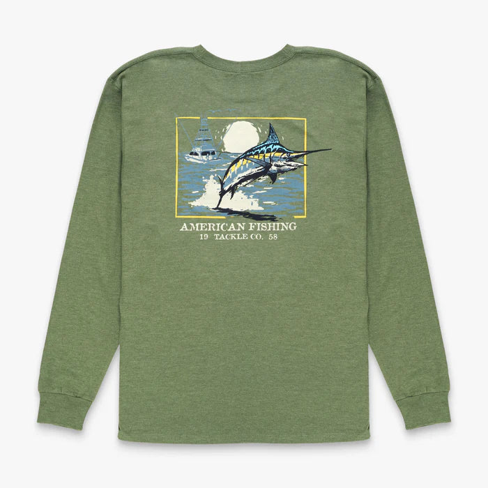 Aftco Flying Bill LS T-Shirt - Army Green Heather