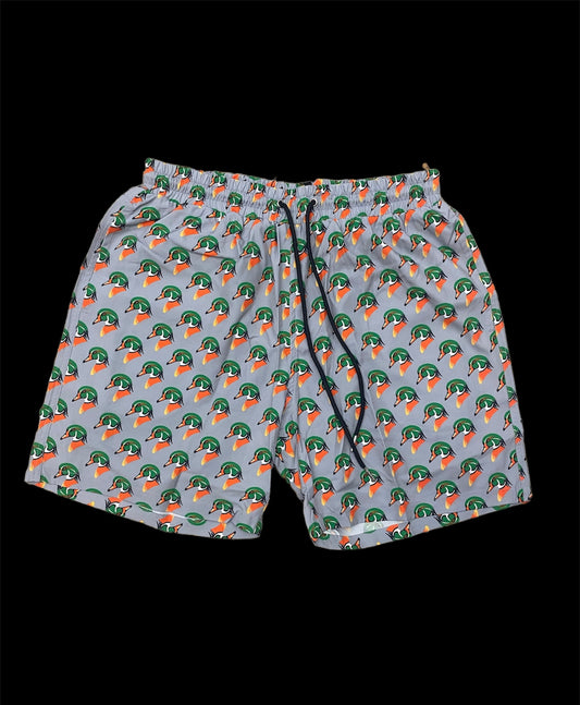 Old South Lined Swim Trunks - Grey / Wood Duck Head