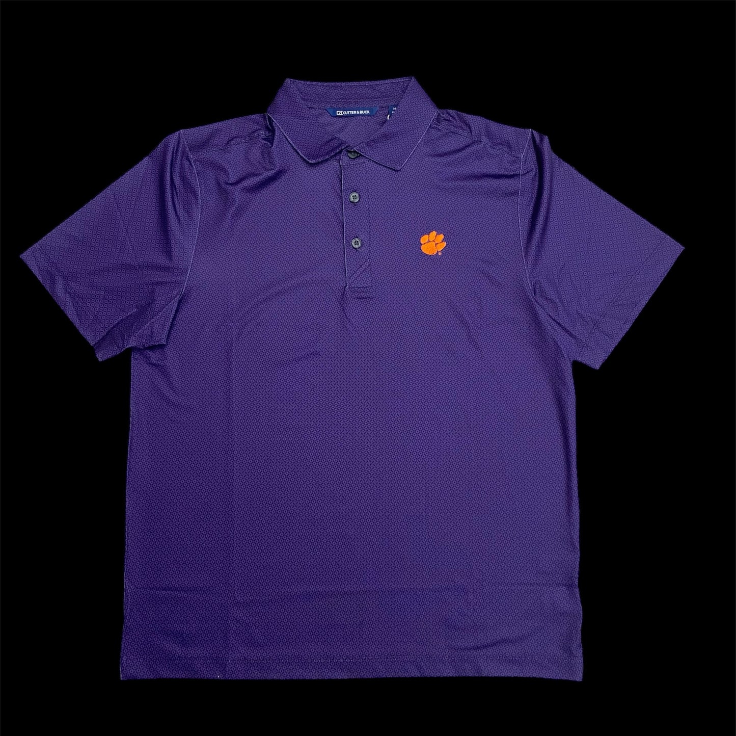 Cutter & Buck Pike Eco Tonal Geo Print Stretch Recycled Mens Polo - Clemson Purple