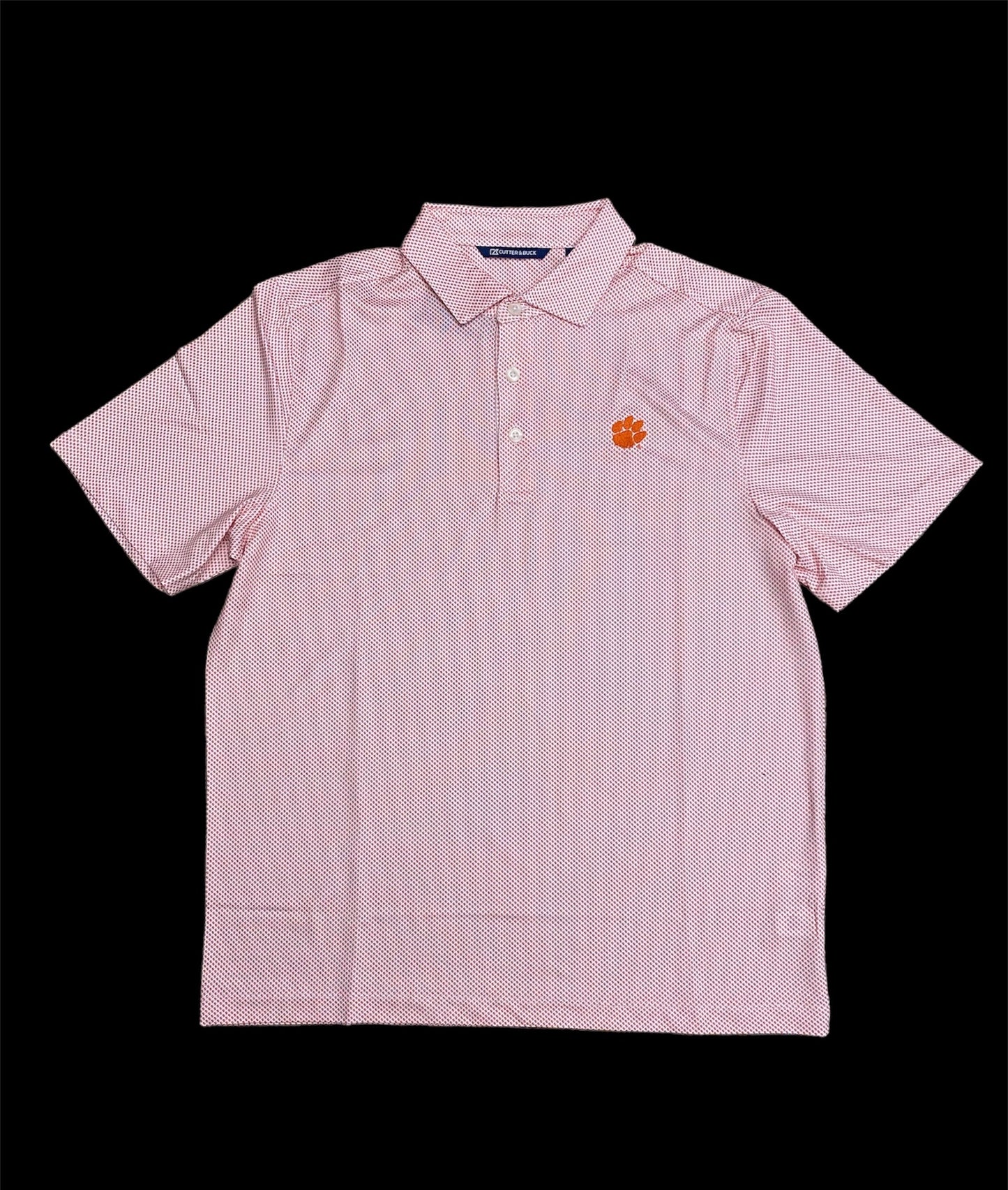 Cutter & Buck Pike Eco Symmetry Print Stretch Recycled Mens Polo - White/College Orange