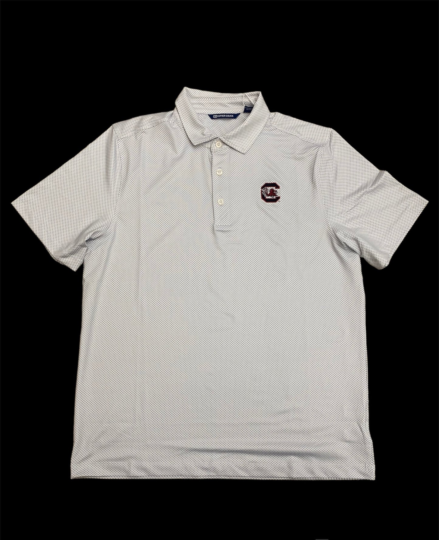 Cutter & Buck Pike Eco Symmetry Print Stretch Recycled USC Polo -White/Polished Grey