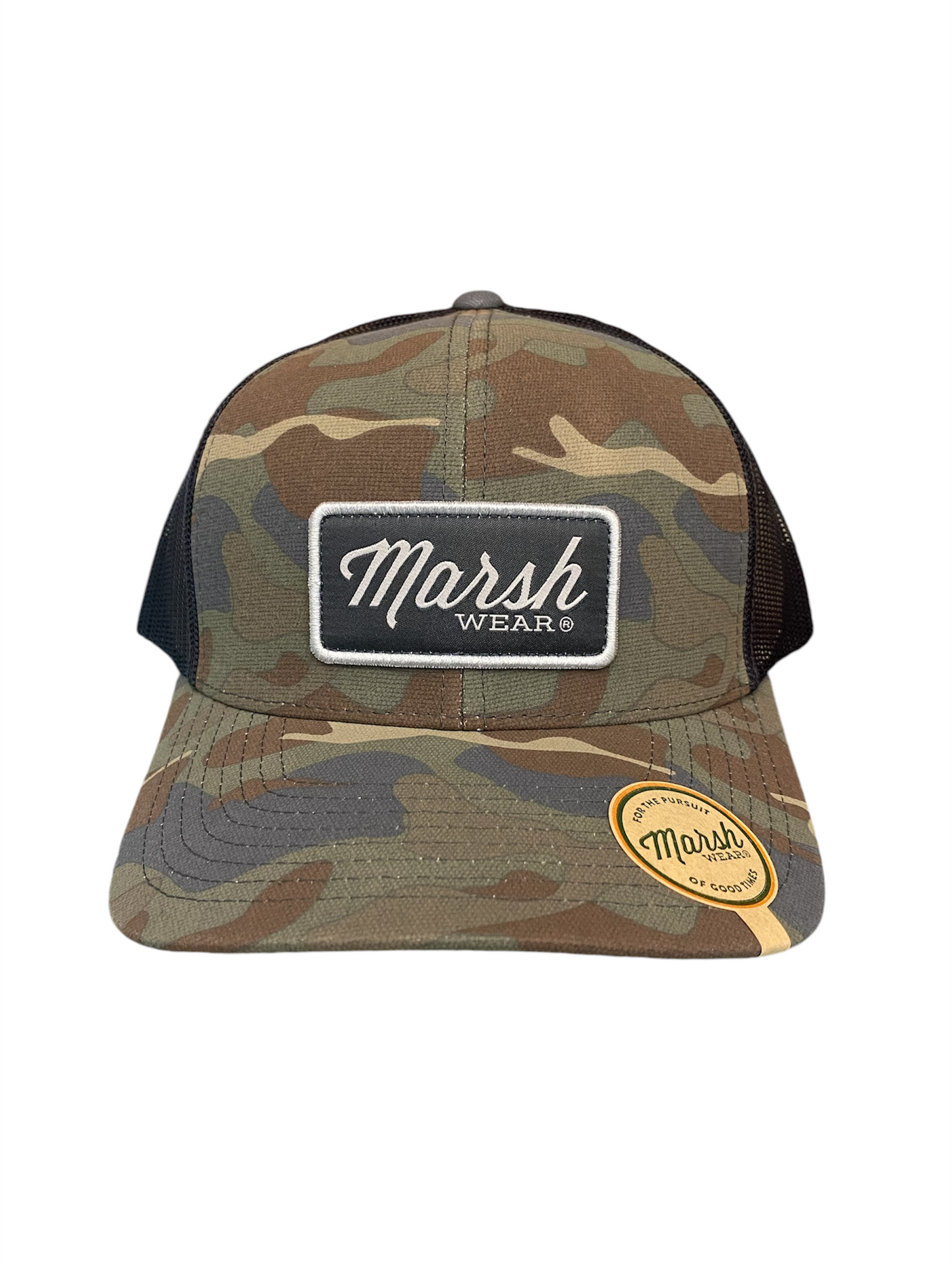 Marsh Wear Script Trucker - Cumin Shoal Camo