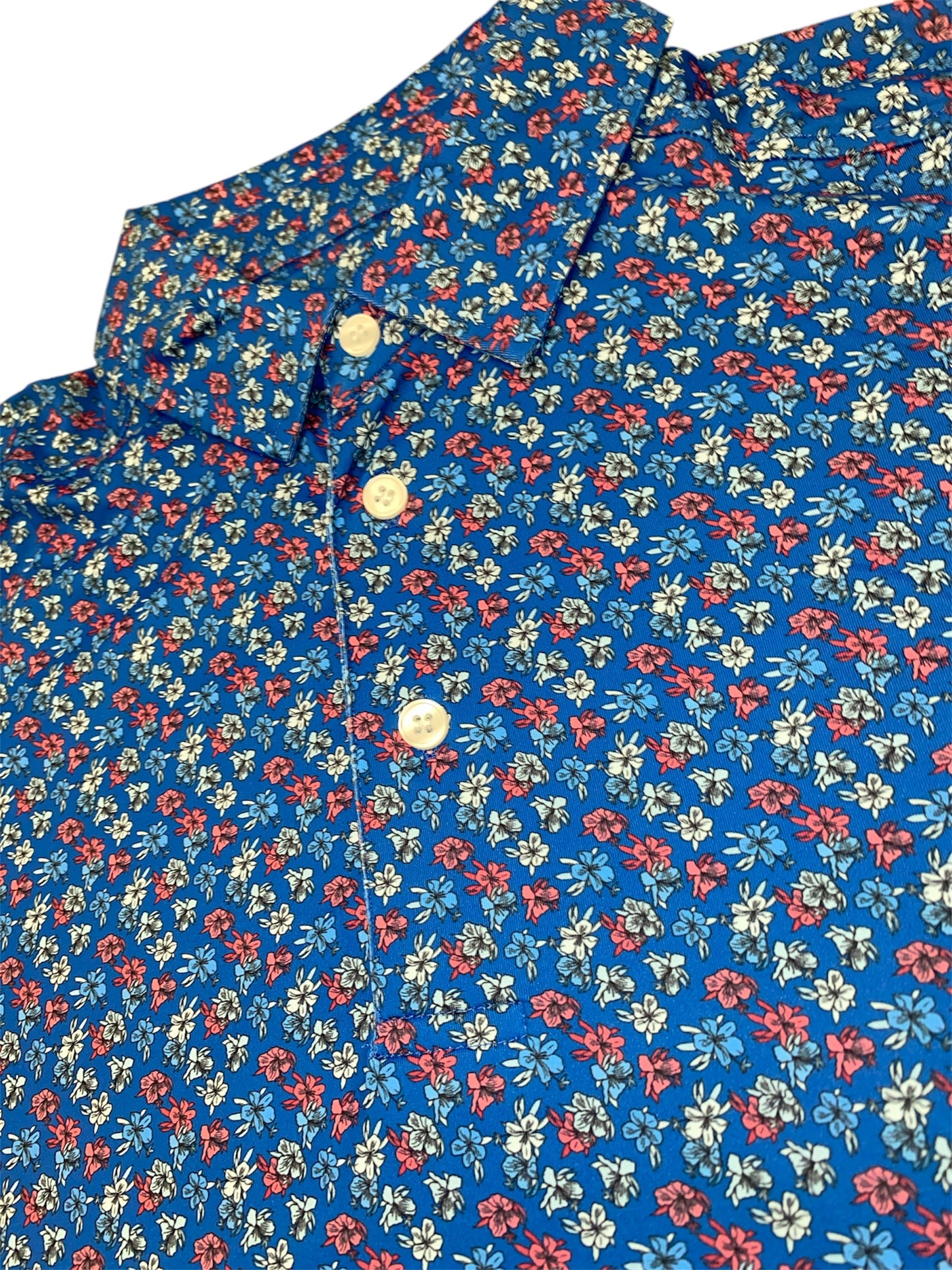 Meripex Floral Polo -Blue/White/Red