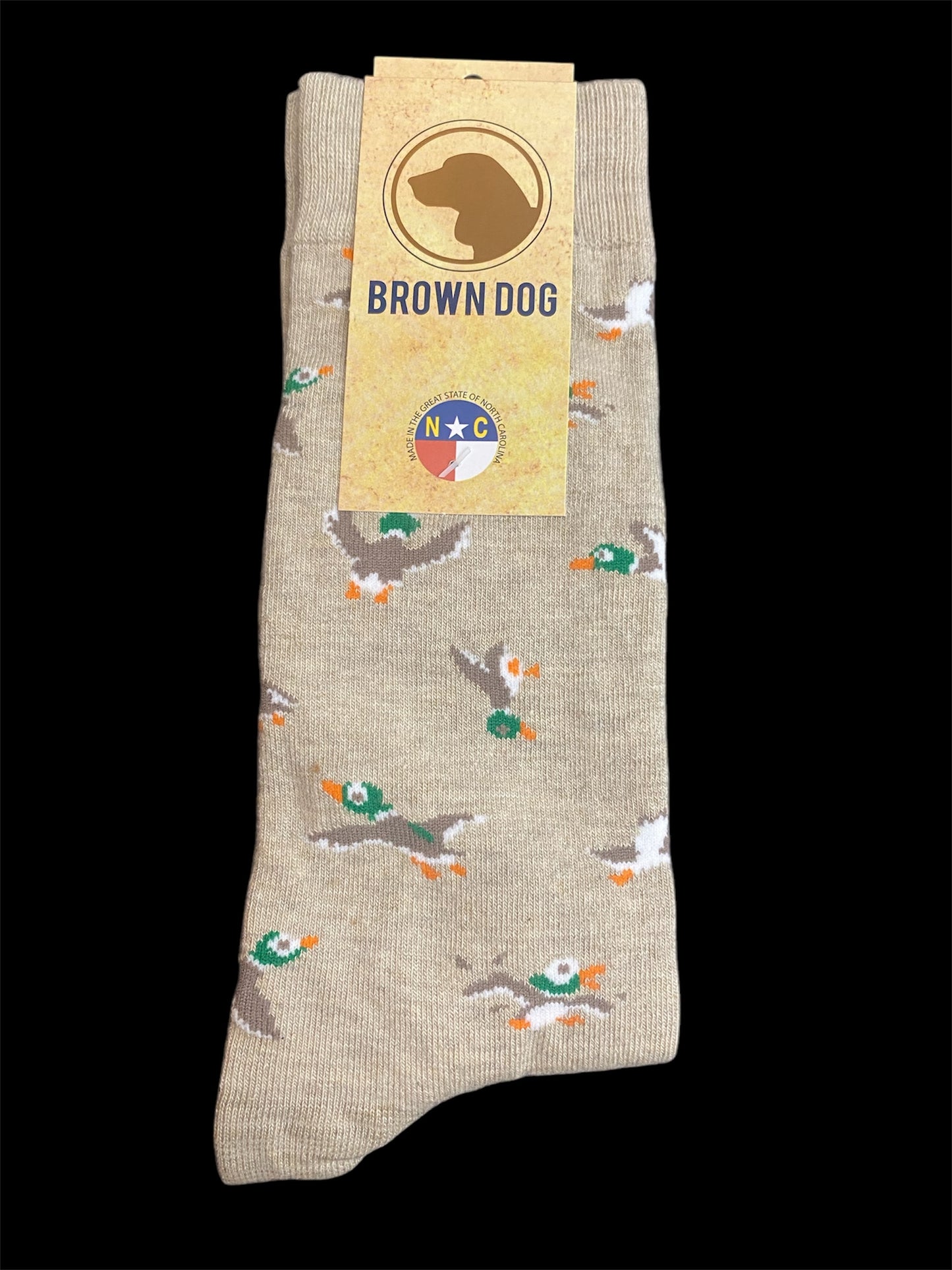 Brown Dog Duck Hunt Socks - Oatmeal