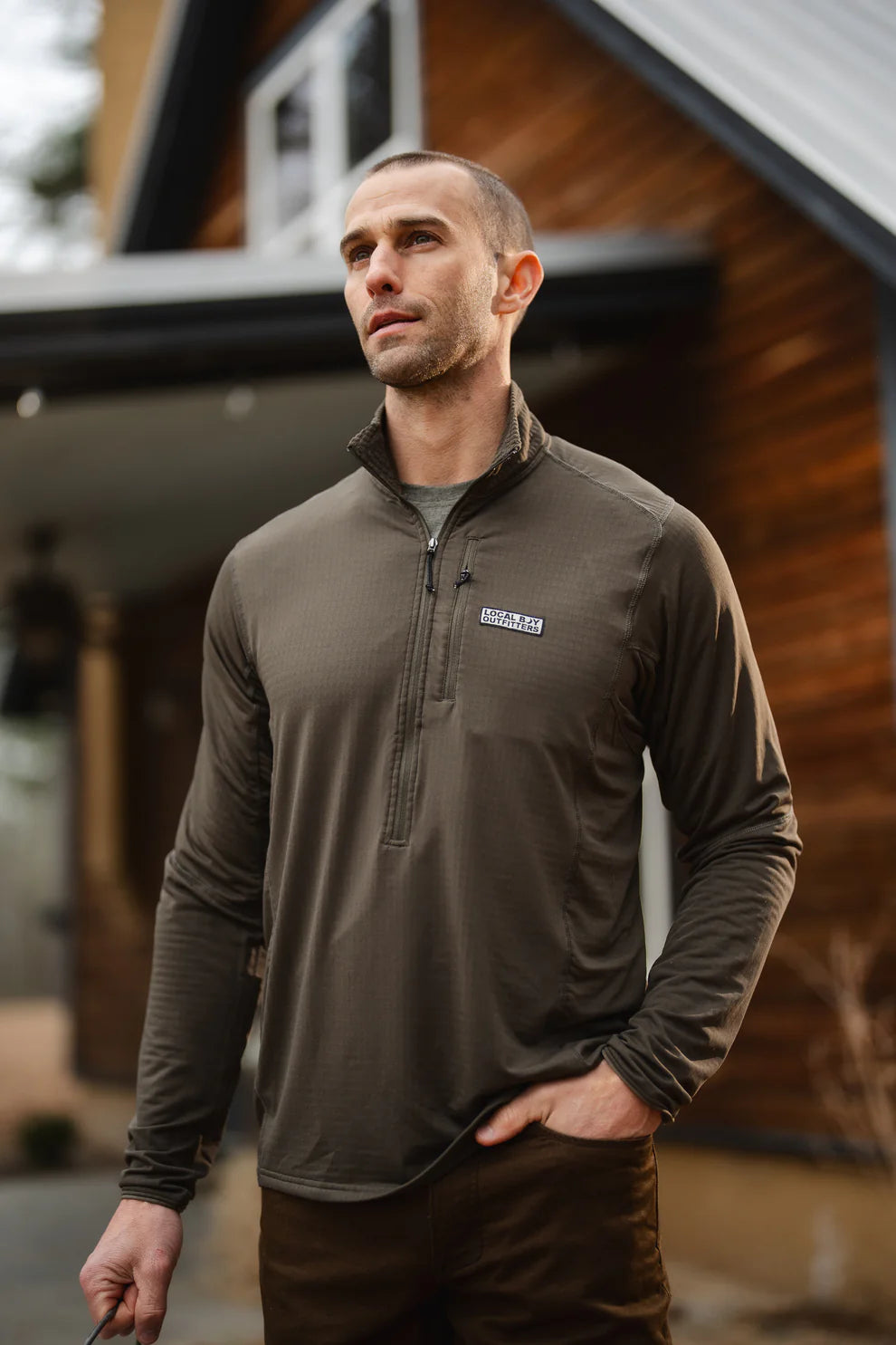 Local Boy Waffle Half Zip - Deep Mocha