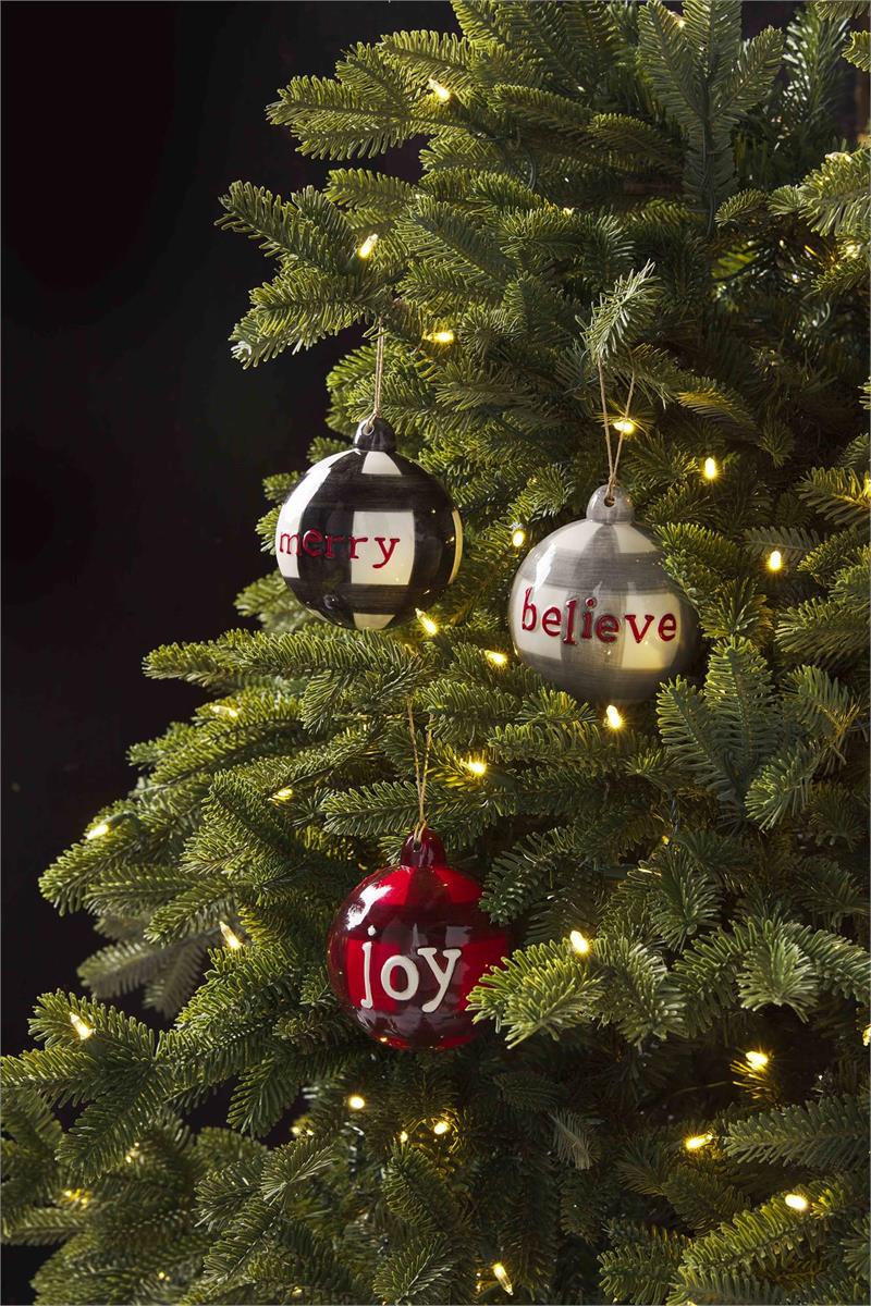 Mudpie Buffalo Check Sentiment Ornaments