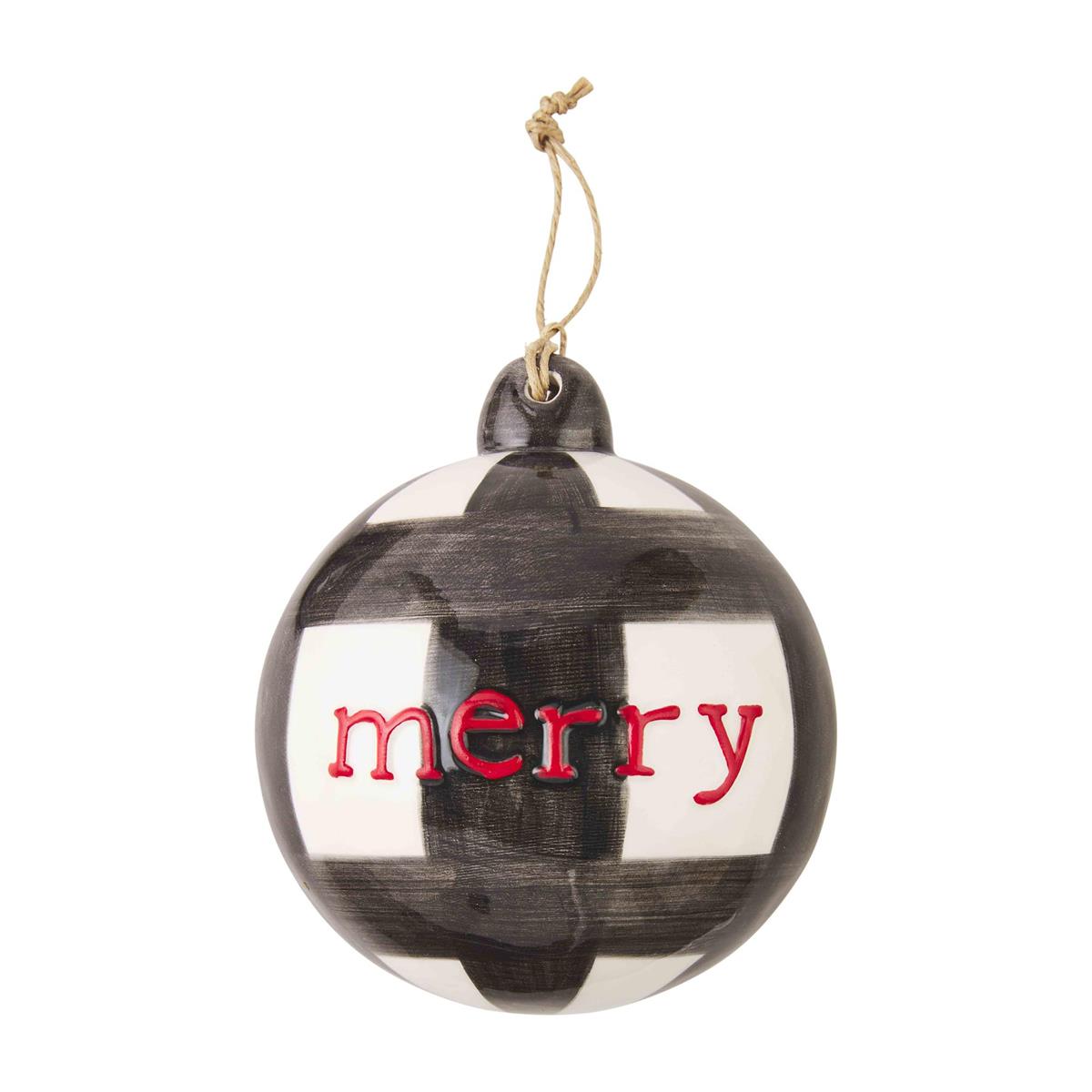 Mudpie Buffalo Check Sentiment Ornaments