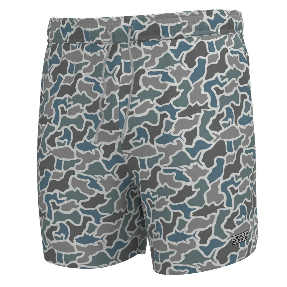 Local Boy Youth Bayview Swim Trunks - Fish Camo