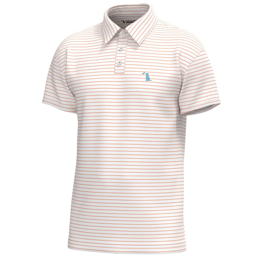 Local Boy Edisto Polo - Peach/White