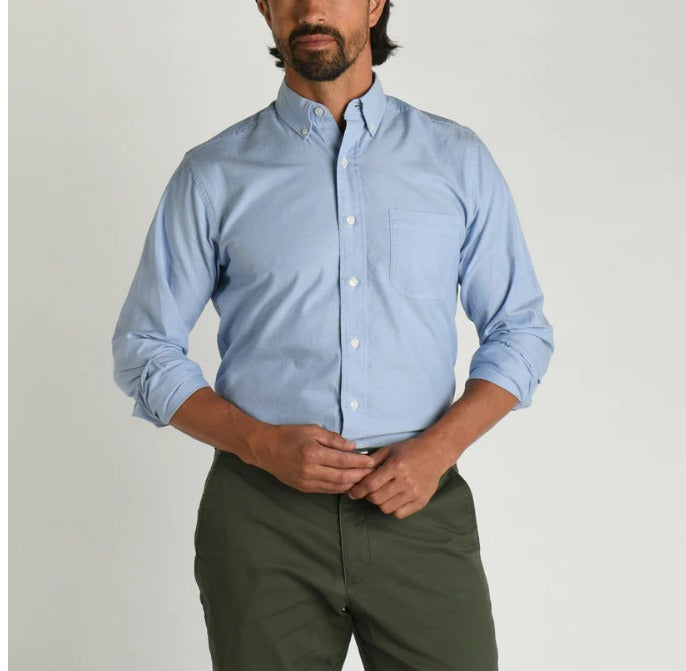 Duck Head Cotton Oxford Sport Shirt Morris Solid - Blue