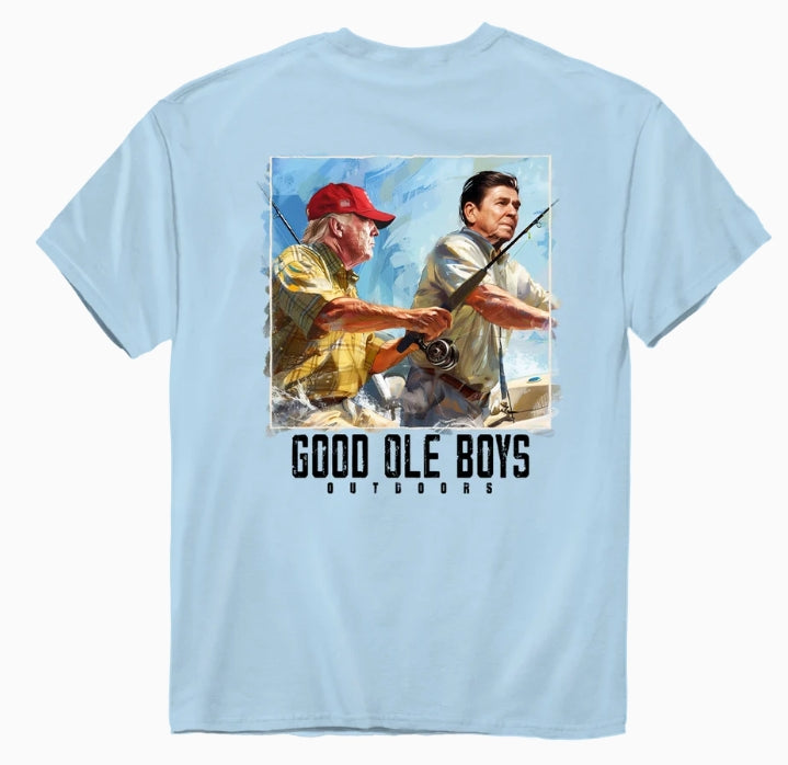 Good Ole Boys Trump & Reagan Fishing Tee - Chambray