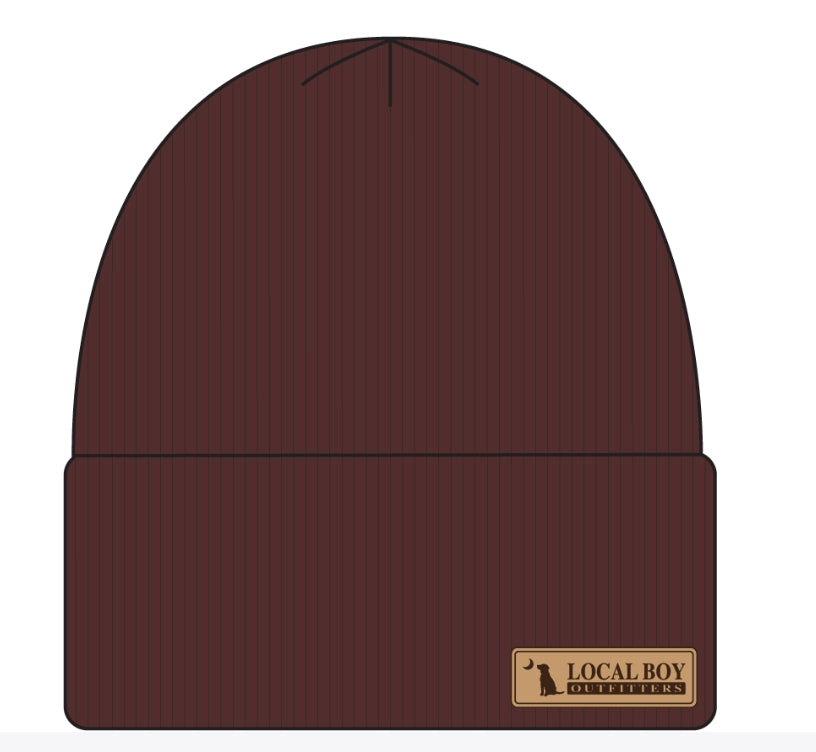 Local Boy Leather Label Beanie - Garnet