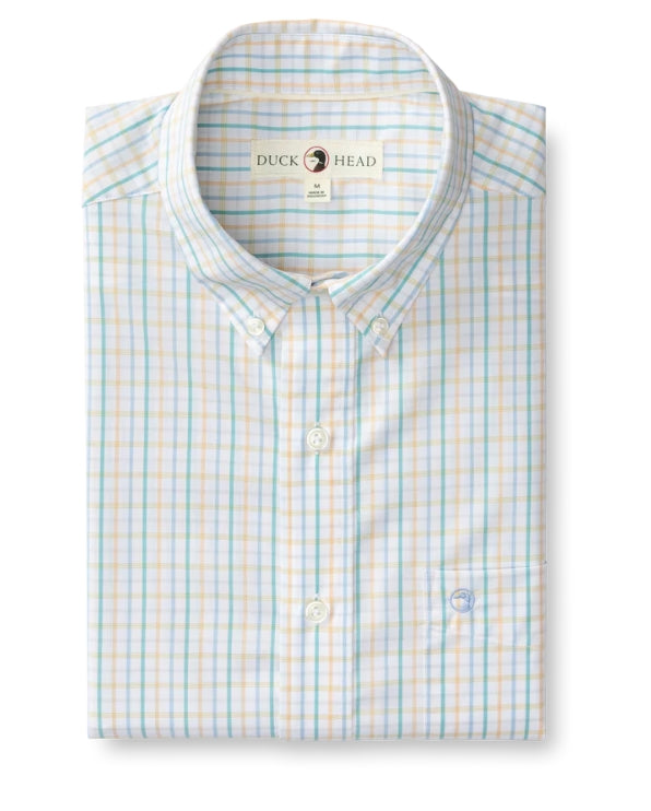 Duck Head Performance Poplin Sport Shirt Gaston Plaid - Faded Peach