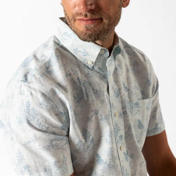 Duck Head Linen Cotton Oxford Sport Shirt Lakeview Toile - Soft White