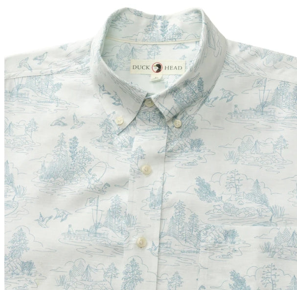 Duck Head Linen Cotton Oxford Sport Shirt Lakeview Toile - Soft White