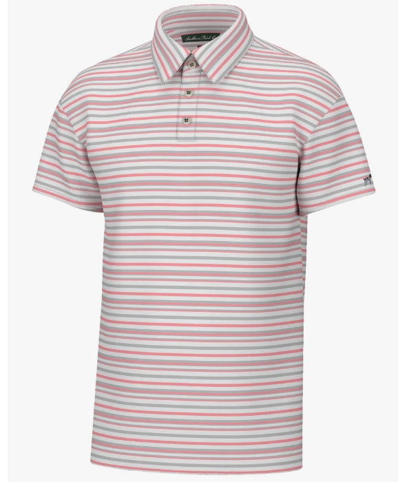 Southern Point Valley Stripe Polo - Flamingo/Grey