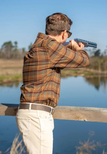 Local Boy Robert Stretch Flannel - Dark rust/Copper/Forest