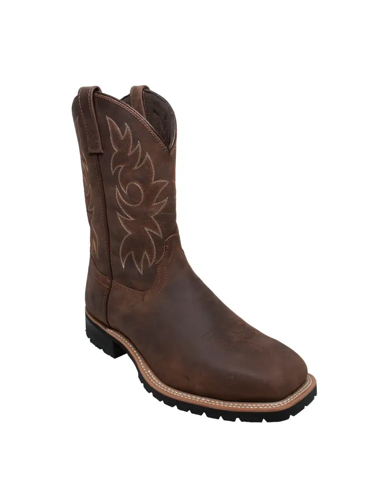Mens Brown Steel Toe Work Western Boots