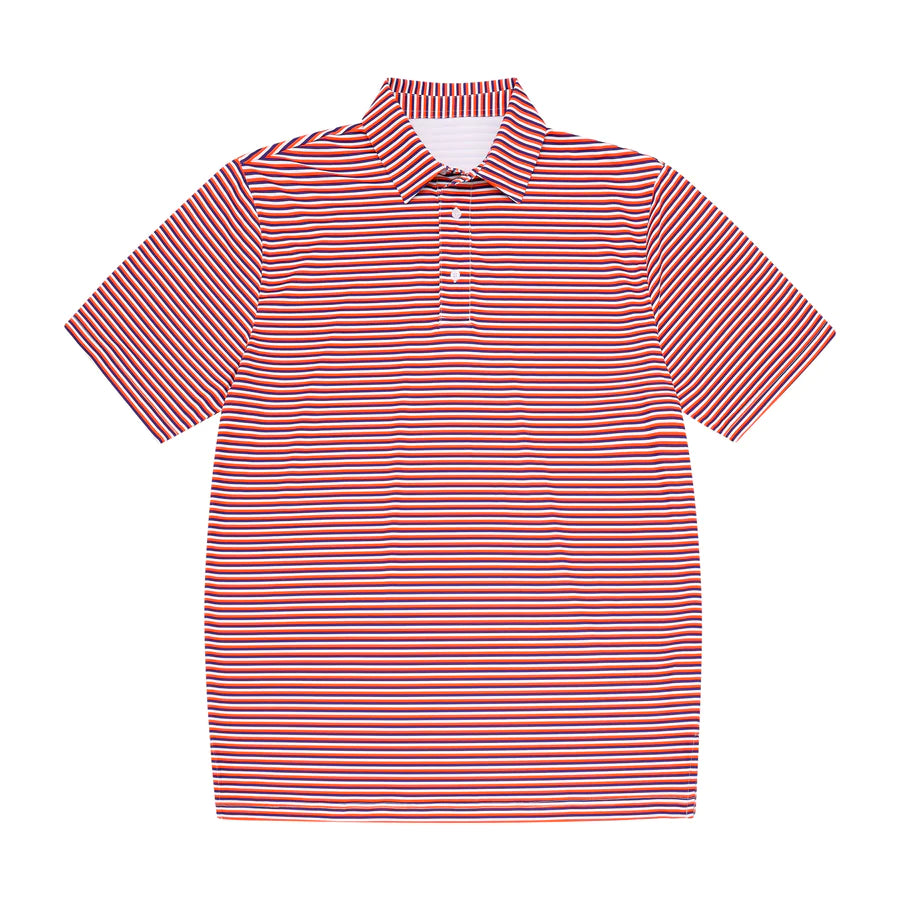 Meripex Performance Stripe Polo- Orangle/Purple/White