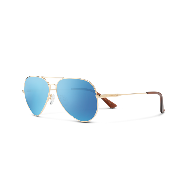 Suncloud Sunglasses Gold + Polarized Aqua Mirror