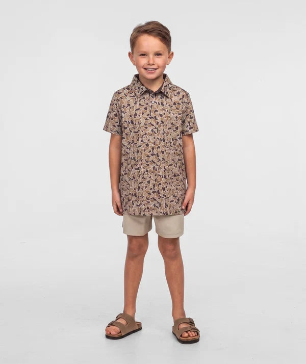 SSCO Youth Hunters Hideaway Printed Polo - Ember Brown