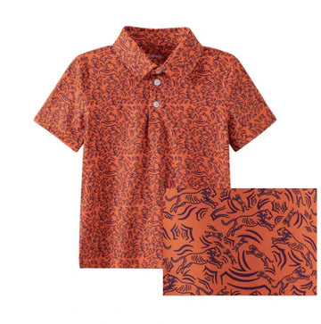 Meripex Mens Tiger Polo - Orange/Purple