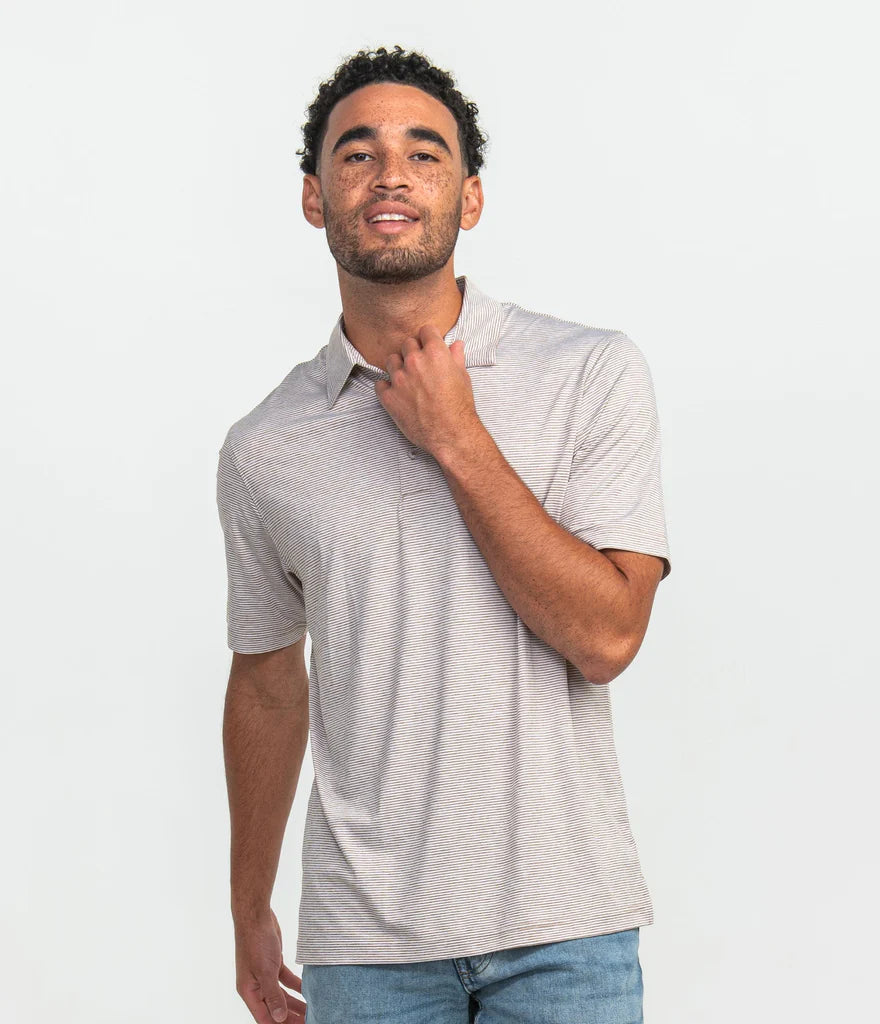 Southern Shirt Co. Heather Madison Stripe Polo- Bourbon