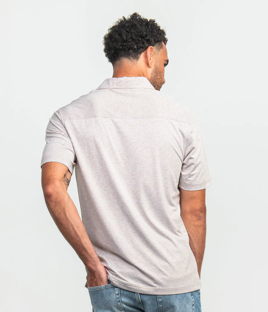 Southern Shirt Co. Heather Madison Stripe Polo- Bourbon